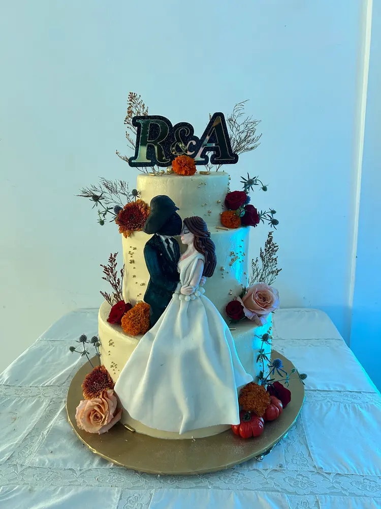 Pastel boda fondant blanco campo